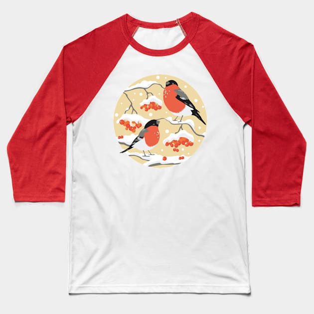 Bullfinches on rowan branches Baseball T-Shirt by lents